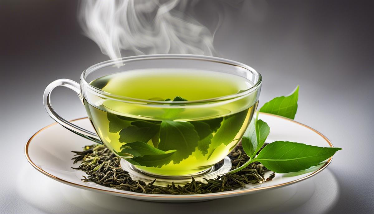 Effective Weight Loss with Green Tea: Lose Up To 10 Pounds Fast 5 A cup of green tea with steam, representing the topic of green tea for weight loss.